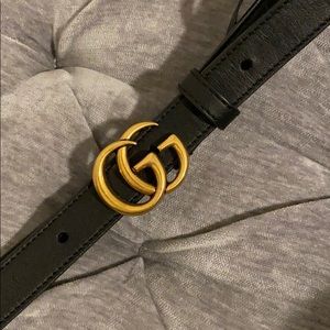 Small GG Black Gucci leather belt